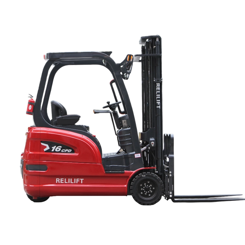 electric forklift anti tip 3wheel 1.6ton tight aisle use (1)